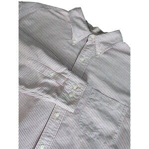 Eddie Bauer Long Sleeve Button-Up‎ Shirt Mens L Red Striped Cotton Heavy Weight